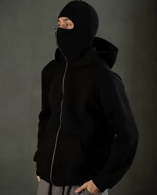 Black Mask Zipper Hoodie