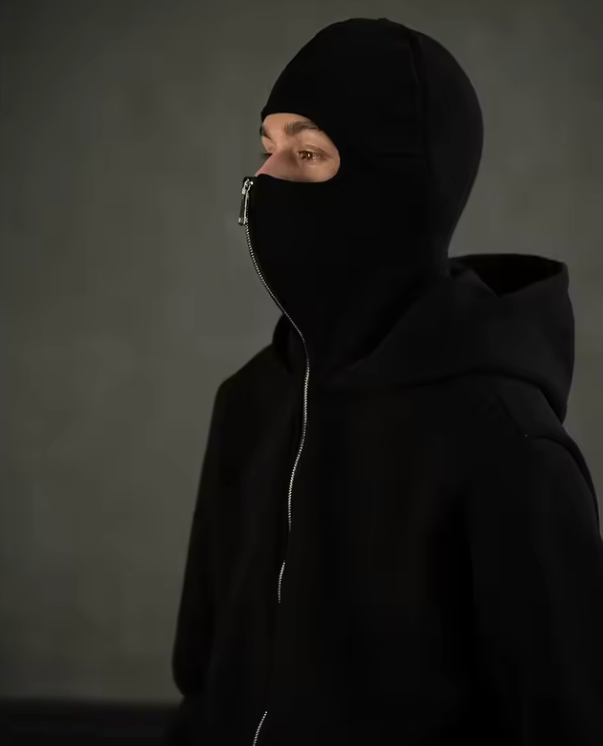 Black Mask Zipper Hoodie