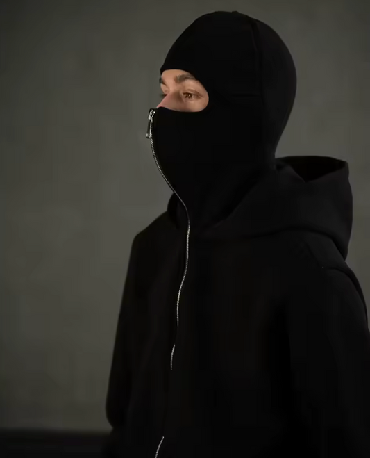 Black Mask Zipper Hoodie