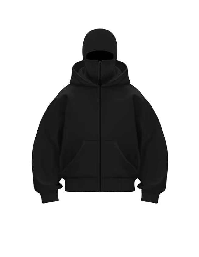 Black Mask Zipper Hoodie