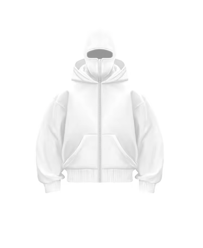 White Mask Zipper Hoodie